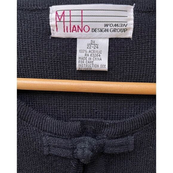 Vintage Milano Woman Design Group Black Floral Embroidered Cardigan Sweater - Picture 2 of 6